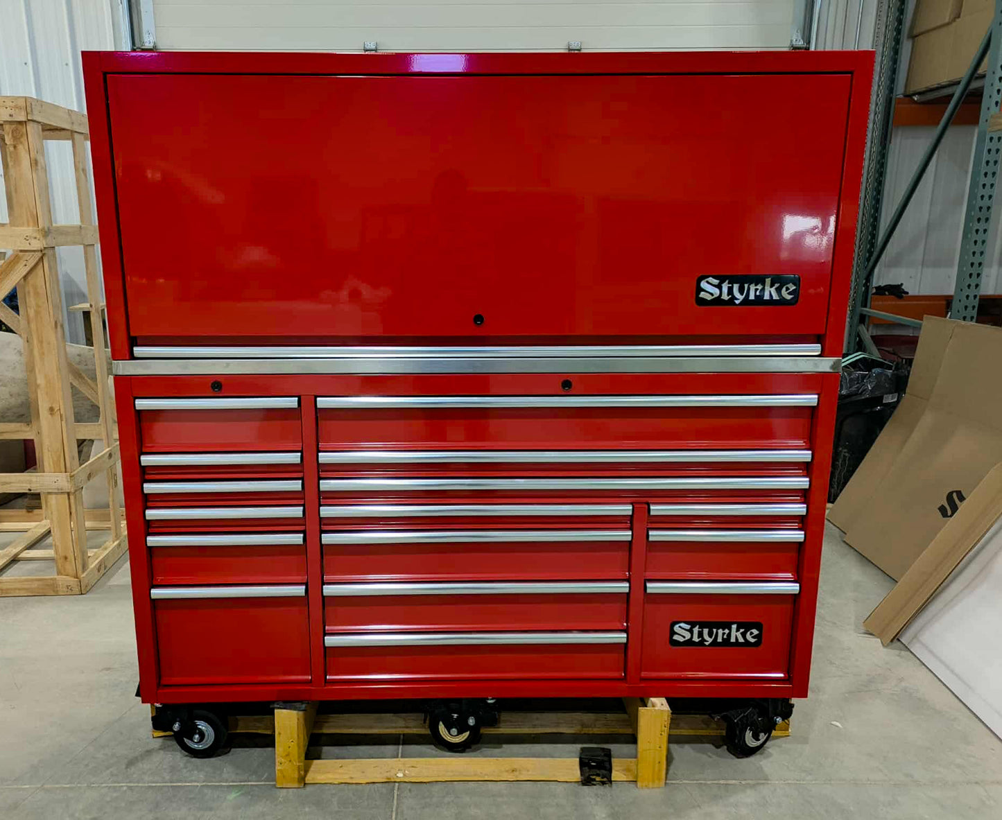 72" Tool Chest and Hutch - Red/Red/Polished Aluminum