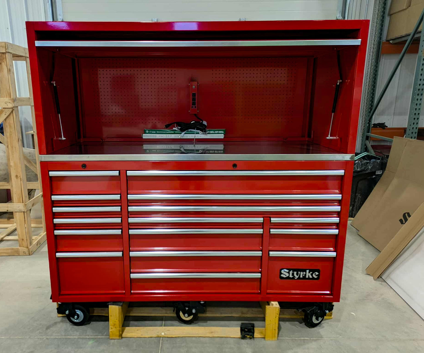 72" Tool Chest and Hutch - Red/Red/Polished Aluminum