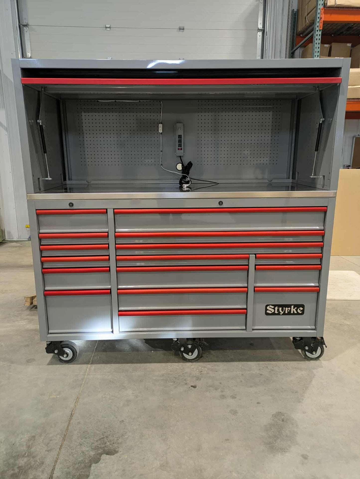 *USED* 72" Chest and Hutch (Grey/Grey/Red)