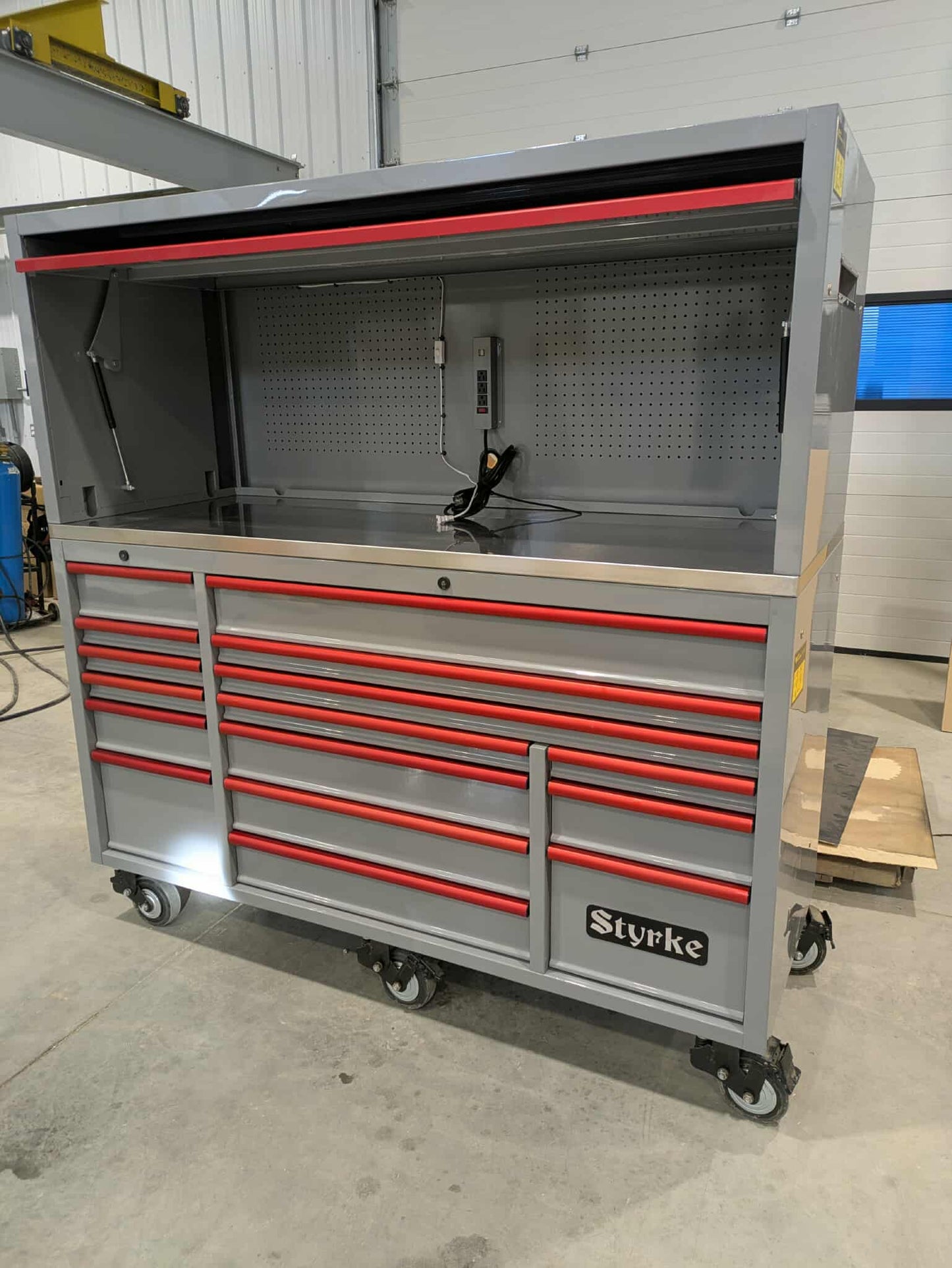 *USED* 72" Chest and Hutch (Grey/Grey/Red)