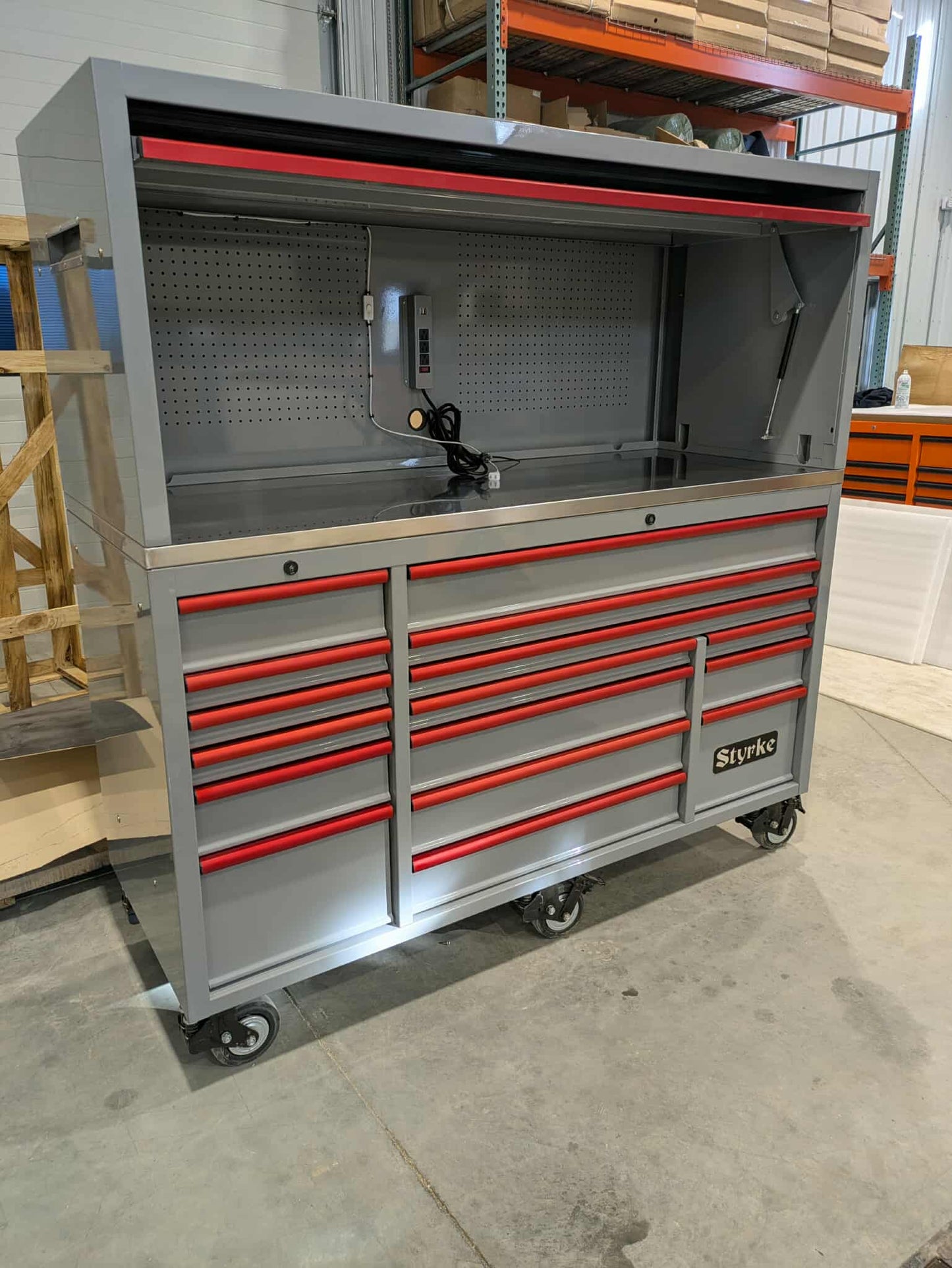 *USED* 72" Chest and Hutch (Grey/Grey/Red)