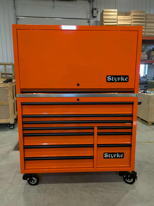 54" Tool Chest and Hutch with Power Drawer - Orange/Orange/Black