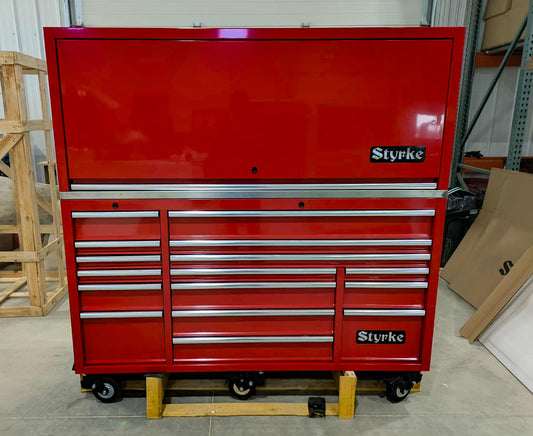 72" Tool Chest and Hutch - Red/Red/Polished Aluminum