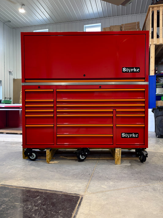 72" Tool Chest and Hutch - Red/Red/Copper